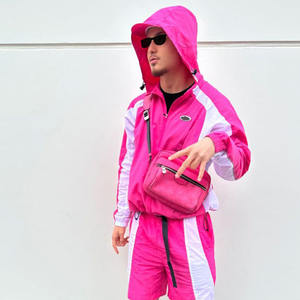 Ensemble jogging homme personnalisé, veste courte imprimée d'hiver, 2 pièces, cordon de serrage, nylon, capuche, coupe-vent léger, streetwear, survêtement - Product Image 5