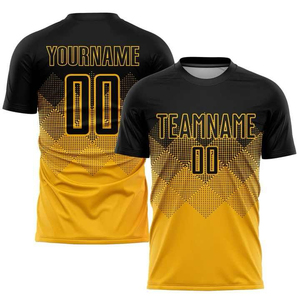 Maillot de football personnalisé pour homme, sublimé, dégradé noir-beige, col rond, manches courtes, anti-transpiration, coupe athlétique, ensemble uniforme - Product Image 3