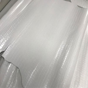 หนังแกะลายจระเข้เนื้อนุ่มบาง หนังแพะแท้ หนา 1.0 มม. สีขาว สำหรับเสื้อโค้ทยาว หนังสำเร็จรูป - Product Image 6