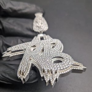Hip Hop Personalize Letter Pendant With Money <b>Bag</b> <b>Charm</b> Moissanite 925 Silver Micro Pave Pendant Unisex Everyday Wear - Product Image 2