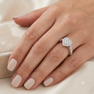 Bague de luxe de créateur en or massif 10K avec diamant de laboratoire, design goutte d'eau, superbe double halo, style cathédrale, pour fiançailles, mariage, cadeau - Product Image 2