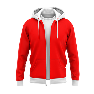 Sudadera con capucha y cremallera para hombre, de color sólido, corte regular, informal, de punto, de algodón, color sólido, ropa de calle para otoño - Product Image 3