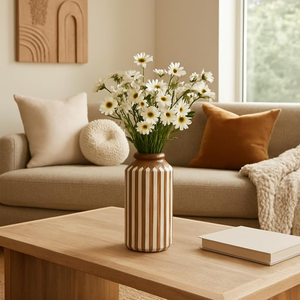 Vase à fleurs rond en bois de manguier, design gravé bohème, sculpture sur bois, pour la décoration intérieure - Product Image 5