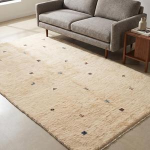 Tapis en laine noué à la main de qualité supérieure, motif tribal ivoire beige, tapis avec motifs traditionnels pour la décoration du salon - Product Image 3