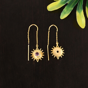 Boucles d'oreilles pendantes en argent sterling 925 avec pierre précieuse améthyste violette naturelle pour femmes - Product Image 4