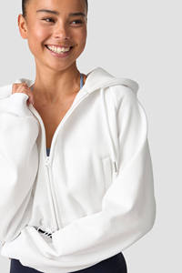 Sudadera corta personalizada para mujer con hombros caídos y manga larga, sudadera con cremallera para mujer, ropa de entrenamiento y sudadera deportiva para mujer - Product Image 5
