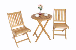 Ensemble bistrot en bois fabriqué en bois massif offrant des sièges compacts et confortables pour les espaces extérieurs - Product Image 4