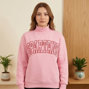 Sudadera de Cuello Alto Azul Claro para Mujer con Estampado de Letras Spartans, Corte Regular, Tejido de Algodón, para Otoño - Product Image 3
