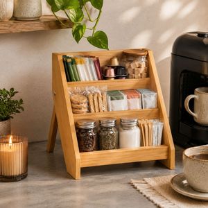 Organizador de especias de madera de 3 niveles para encimera de cocina - Product Image 1