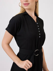 เดรสชีฟองทรงเอวธรรมชาติพิมพ์ลายคอวีความยาวระดับเข่าสำหรับผู้หญิง ดีไซน์ตะวันตกใหม่ล่าสุด ขายส่งราคาดีที่สุด - Product Image 4