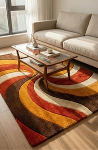 Luxury Modern Hand Tufted Non-Slip Spiral Wave Area <b>Rug</b> Abstract Swirl Wool Carpet for Living Room Bedroom Hotel Home Decor - Product Image 2
