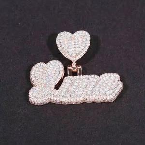 Nouvel Arrivage Collier de Mariage Vintage Hip Hop en Argent Sterling avec Pendentif Prénom entièrement serti de Moissanite Diamant Flamme, d'un Fournisseur Indien - Product Image 4