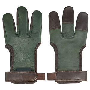 Custom Breathable Leather Fingerless Gloves Green With Brown Accents Adjustable Wrist Strap Outdoor Use Unisex All Seasons 2026 - Product Image 1