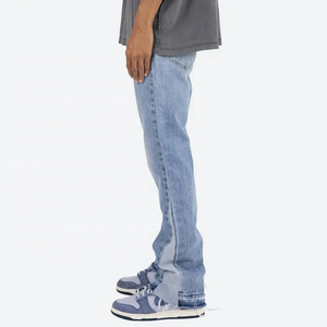 Jean en denim délavé coupe droite pour homme, taille mi-haute, coupe classique, en coton, style printemps - Product Image 5