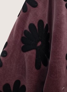Manteau en velours à col mandarin avec motif floral appliqué, manches longues, fermeture éclair, vêtement d'automne pour adultes, grande taille - Product Image 5