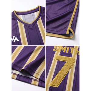 Tenue de football vintage rayée haut de gamme, coupe ajustée, en maille polyester 160 GSM, uniforme de football personnalisé OEM pour hommes, 100 % polyester - Product Image 4