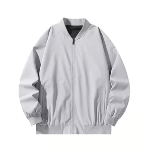 Chaqueta Bomber de Lona Lavanda para Hombre, Color Sólido, Cierre de Cremallera, Cuello Alto, Estilo Casual, Corte Regular, Ropa de Invierno - Product Image 2