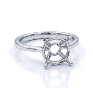Monture de bague vierge en argent sterling 925 pour pierre ronde, solitaire à 4 griffes, semi-monture, pour la création de bijoux de fiançailles DIY - Product Image 3