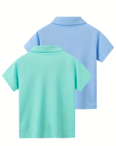 Floral Printed Breathable Quick Dry Jersey Compressed Short Sleeve Polo Shirt for Boys Casual Pink Collar Design - Product Image 2