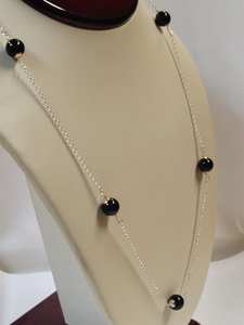 Collar de ónix negro, plata de ley 925 y oro amarillo de 14 quilates, joyería fina con piedras preciosas para mujer, regalo. - Product Image 5