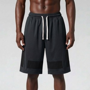 Shorts de basketball performants pour hommes, noirs, en mesh, avec cordon de serrage élastique à la taille, pour l'entraînement athlétique, la gym, le streetwear et les vêtements de sport - Product Image 1