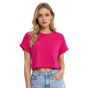 Wholesale Bright Pink Cropped Pocket women's shirt Breathable Crop <b>Top</b> Lightweight Fabric High Quality OEM Customizable Branding - Product Image 1