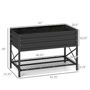 Jardinera Elevada de Acero Galvanizado de 40 x 20 x 10 Pulgadas, Capacidad de 440 Libras, Color Gris, con Revestimiento, Macetas Metálicas de 2 Litros para Jardines - Product Image 3