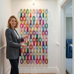 SOFIYA CRAFT Sculpture en résine écologique faite à la main, modèle de chaîne à maillons personnalisé, transparente et colorée, décoration artistique pour la maison - Product Image 1