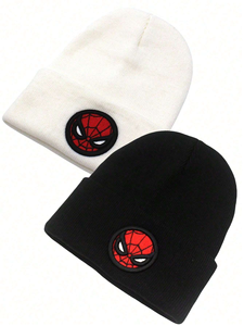 Spider-Man Embroidered Beanie Hat Unisex Adult Black Knit <b>Winter</b> <b>Cap</b> Character Design Casual Wear Beanie Hats For Men And Women - Product Image 3