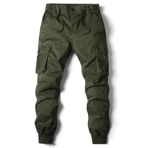 Pantalon cargo camouflage pour homme, fermeture à cordon, taille élastique, plusieurs poches, respirant, molletonné, coupe droite décontractée, poids moyen - Product Image 2