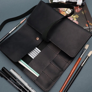 Kit d'artiste en cuir véritable de qualité supérieure, organiseur portable pour outils de dessin, fabrication OEM en marque privée, vente en gros - Product Image 6