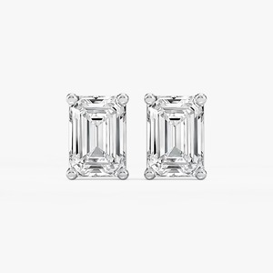 Pendientes de Diamantes Cultivados en Laboratorio con Corte Esmeralda de 2.00 CTW, Certificados por IGI, Oro Sólido de 14K, Clásicos Solitarios con Cierre de Rosca para Mujer - Product Image 6