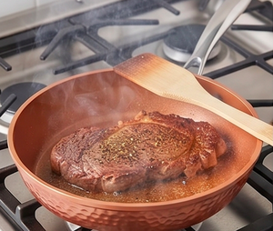 Copper Frying <b>Pan</b> With Stainless Steel <b>Handle</b> Ceramic Non-Stick Interior Modern Design For Gas And Induction Cooker Use - Product Image 4