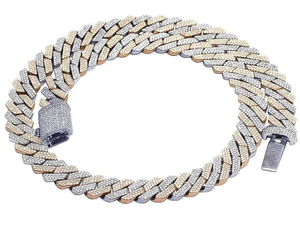 Luxury Two Tone Moissanite Cuban Link <b>Chain</b> Necklace <b>Iced</b> <b>Out</b> Hip Hop Jewelry Bold Statement Shine Design Gift - Product Image 5