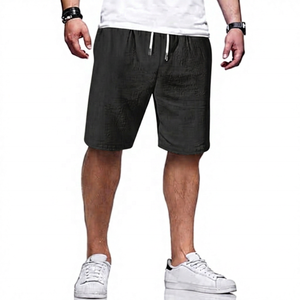 Pantalones Cortos Bermuda de Lino y Algodón Color Caqui para Hombre, con Cierre de Cordón, Estilo Casual, Cintura Media, Tejido Transpirable - Product Image 3