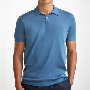 Chemises polo pour hommes en coton biologique 100% avec logo brodé, t-shirt piqué doux d'été, respirant, vêtements décontractés pour garçons - Product Image 1