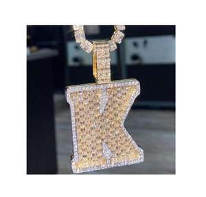 Colgante de Letra Personalizado de Plata de Ley 925 con Moissanita, Corte Brillante Redondo, Estilo Hiphop, Joyería Unisex para Aniversario - Product Image 2