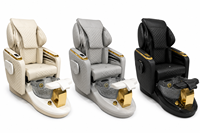 Fauteuil de pédicure inclinable en cuir PU, système de jets sans tuyau, fonction de massage et de chaleur à LED 7 couleurs, mobilier de salon de manucure