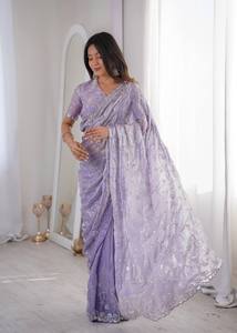 Sari Royal Export magnifique en soie premium avec broderies et chemisier – Collection indienne - Product Image 2