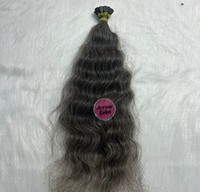 Extensions de cheveux indiens Remy vierges bouclés gris-noirs de qualité supérieure 12A, 50 % gris, à pointe plate, micro-liens/fusion, couleurs variées