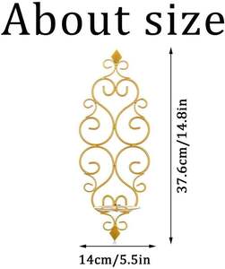 Porte-bougie mural en or pour bougies piliers, décoration élégante en métal suspendu pour salon et chambre à coucher - Product Image 4