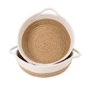 Panier de rangement en jute et coton, tissé à la main, pour placard, cuisine et emballage de mariage, boîte organisatrice polyvalente pour clés - Product Image 1