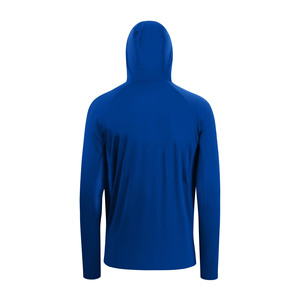Camiseta Deportiva de Manga Larga con Capucha para Hombre, Color Azul, Ajustada, Absorbente de Humedad, para Todas las Temporadas, Color Sólido - Product Image 6