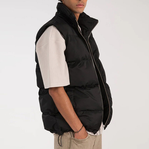 Adult Men's Winter Warm Breathable Windproof Casual Outer Wear Puffer <b>Vest</b> Brown Stand Collar Thick Fleece Lined Sleeveless - Product Image 4