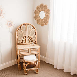 Top quality rattan <b>small</b> <b>corner</b> makeup vanity <b>table</b> for baby girls best selling natural kids <b>dressing</b> <b>tables</b> - Product Image 5