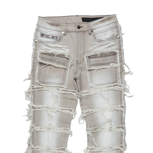 Pantalon empilé déchiré taille haute pour homme, design personnalisé style streetwear, vente en gros - Product Image 6