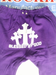 Pantalon de survêtement en molleton de coton à imprimé personnalisé de haute qualité pour hommes - Product Image 2