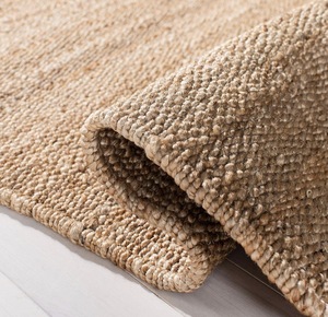 Handwoven Natural Jute Solid Color Flat Pile <b>Rug</b> with Fringe Eco-Friendly <b>Boho</b> Area Carpet - Product Image 6