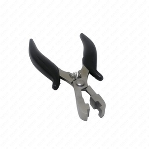Pinzas para Extensiones de Cabello de Acero Inoxidable con Empuñadura Negra para Unión de Queratina, Herramienta de Salón, Logotipo Personalizado, Profesional - Product Image 1