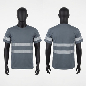 Camiseta de Trabajo de Cuello Redondo para Hombre, 100% Algodón de Primera Calidad, Cinta Reflectante de Alta Visibilidad, Logotipo Personalizado, Secado Rápido, Ecológica, Holgada - Product Image 1